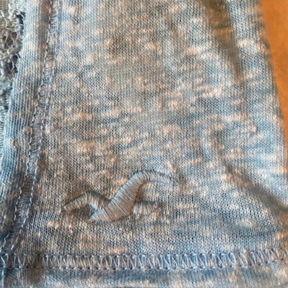 2/$40 Hollister Blue LS top with Sheer Lace Front - Picture 4 of 8